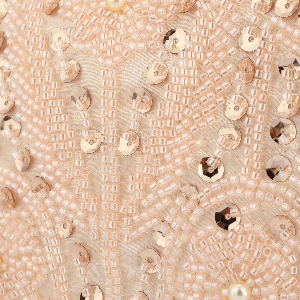 BEADED Sequin Flower Clutch Bag Champagne - Picture 8 of 8